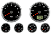 3-3/8" Speedometer Gauge Speedhut 120mph programmable
3-3/8" Tachometer Gauge Speedhut 8K RPM
2-1/16" Speedhut Oil Pressure Gauge 0-100psi
2-1/16" Speedhut Water Temp Gauge 120-260F
2-1/16" Speedhut Fuel Level Gauge (programmable)
2-1/16" Speedhut Volt Gauge 0-18V
3-3/8" Speedometer Gauge Speedhut 120mph programmable
3-3/8" Tachometer Gauge Speedhut 8K RPM
2-1/16" Speedhut Oil Pressure Gauge 0-100psi
2-1/16" Speedhut Water Temp Gauge 120-260F
2-1/16" Speedhut Fuel Level Gauge (programmable)
2-1/16" Speedhut Volt Gauge 0-18V