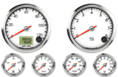 3-3/8" GPS Speedometer 120mph
3-3/8" Speedhut Tachometer 8K RPM
2-1/16" Speedhut Oil Pressure Gauge 0-100psi
2-1/16" Speedhut Water Temp Gauge 120-260F
2-1/16" Speedhut Fuel Level Gauge (programmable)
2-1/16" Speedhut Volt Gauge 0-18V
3-3/8" GPS Speedometer 120mph
3-3/8" Speedhut Tachometer 8K RPM
2-1/16" Speedhut Oil Pressure Gauge 0-100psi
2-1/16" Speedhut Water Temp Gauge 120-260F
2-1/16" Speedhut Fuel Level Gauge (programmable)
2-1/16" Speedhut Volt Gauge 0-18V