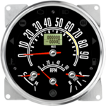 5-1/2" CJ GPS Speedometer Cluster 90mph with Tachometer- Speedo, Fuel Level, Temp, Tach 5-1/2" CJ GPS Speedometer Cluster 90mph with Tachometer- Speedo, Fuel Level, Temp, Tach