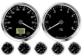 4" Speedometer 180mph programmable (Counter Clockwise)
4" Tachometer 8K RPM
2-1/16" Oil Pressure Gauge 0-100psi
2-1/16" Oil Temp Gauge 140-300F
2-1/16" Water Temp Gauge 120-260F
2-1/16" Fuel Level Gauge (programmable)
2-1/16" Volt Gauge 0-18V
4" Speedometer 180mph programmable (Counter Clockwise)
4" Tachometer 8K RPM
2-1/16" Oil Pressure Gauge 0-100psi
2-1/16" Oil Temp Gauge 140-300F
2-1/16" Water Temp Gauge 120-260F
2-1/16" Fuel Level Gauge (programmable)
2-1/16" Volt Gauge 0-18V