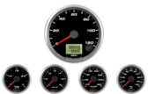 3-3/8" Speedometer 120mph programmable
2-1/16" Oil Pressure Gauge 0-100psi
2-1/16" Water Temp Gauge 120-260F
2-1/16" Fuel Level Gauge (programmable)
2-1/16" Volt Gauge 0-18V
3-3/8" Speedometer 120mph programmable
2-1/16" Oil Pressure Gauge 0-100psi
2-1/16" Water Temp Gauge 120-260F
2-1/16" Fuel Level Gauge (programmable)
2-1/16" Volt Gauge 0-18V