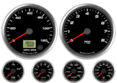 4" GPS Speedometer 120mph
4" Tachometer 8K RPM
2-1/16" Oil Pressure Gauge 0-100psi
2-1/16" Water Temp Gauge 120-260F
2-1/16" Fuel Level Gauge (programmable)
2-1/16" Volt Gauge 0-18V
4" GPS Speedometer 120mph
4" Tachometer 8K RPM
2-1/16" Oil Pressure Gauge 0-100psi
2-1/16" Water Temp Gauge 120-260F
2-1/16" Fuel Level Gauge (programmable)
2-1/16" Volt Gauge 0-18V
