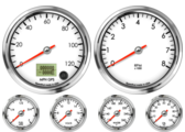 4" GPS Speedometer 120mph
4" Tachometer 8K RPM
2-1/16" Oil Pressure Gauge 0-100psi
2-1/16" Water Temp Gauge 120-260F
2-1/16" Fuel Level Gauge (programmable)
2-1/16" Volt Gauge 0-18V
4" GPS Speedometer 120mph
4" Tachometer 8K RPM
2-1/16" Oil Pressure Gauge 0-100psi
2-1/16" Water Temp Gauge 120-260F
2-1/16" Fuel Level Gauge (programmable)
2-1/16" Volt Gauge 0-18V