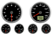 3-3/8" Speedometer Gauge 160mph programmable
3-3/8" Tachometer Gauge 8K RPM Shift-light
2-1/16" Oil Pressure Gauge 0-100psi (w/ warning)
2-1/16" Water Temp Gauge 120-260F (w/ warning)
2-1/16" Fuel Level Gauge (programmable) (w/ warning)
2-1/16" Volt Gauge 0-18V (w/ warning)
3-3/8" Speedometer Gauge 160mph programmable
3-3/8" Tachometer Gauge 8K RPM Shift-light
2-1/16" Oil Pressure Gauge 0-100psi (w/ warning)
2-1/16" Water Temp Gauge 120-260F (w/ warning)
2-1/16" Fuel Level Gauge (programmable) (w/ warning)
2-1/16" Volt Gauge 0-18V (w/ warning)