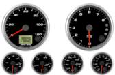 3-3/8" GPS Speedometer 120mph
3-3/8" Tachometer 8K RPM Shift-light
2-1/16" Oil Pressure Gauge 0-100psi (w/ warning)
2-1/16" Water Temp Gauge 120-260F (w/ warning)
2-1/16" Fuel Level Gauge (programmable) (w/ warning)
2-1/16" Volt Gauge 0-18V (w/ warning)
3-3/8" GPS Speedometer 120mph
3-3/8" Tachometer 8K RPM Shift-light
2-1/16" Oil Pressure Gauge 0-100psi (w/ warning)
2-1/16" Water Temp Gauge 120-260F (w/ warning)
2-1/16" Fuel Level Gauge (programmable) (w/ warning)
2-1/16" Volt Gauge 0-18V (w/ warning)