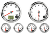 3-3/8" GPS Speedometer 120mph
3-3/8" Tachometer 8K RPM Shift-light
2-1/16" Oil Pressure Gauge 0-100psi (w/ warning)
2-1/16" Water Temp Gauge 120-260F (w/ warning)
2-1/16" Fuel Level Gauge (programmable) (w/ warning)
2-1/16" Volt Gauge 0-18V (w/ warning)
3-3/8" GPS Speedometer 120mph
3-3/8" Tachometer 8K RPM Shift-light
2-1/16" Oil Pressure Gauge 0-100psi (w/ warning)
2-1/16" Water Temp Gauge 120-260F (w/ warning)
2-1/16" Fuel Level Gauge (programmable) (w/ warning)
2-1/16" Volt Gauge 0-18V (w/ warning)