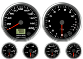 GPS Speedometer Gauge 200mph
Tachometer Gauge 10K RPM Shift-light
Oil Pressure Gauge 0-100psi (w/ warning)
Water Temp Gauge 120-260F (w/ warning)
Fuel Level Gauge (programmable) (w/ warning)
Volt Gauge 0-18V (w/ warning)
GPS Speedometer Gauge 200mph
Tachometer Gauge 10K RPM Shift-light
Oil Pressure Gauge 0-100psi (w/ warning)
Water Temp Gauge 120-260F (w/ warning)
Fuel Level Gauge (programmable) (w/ warning)
Volt Gauge 0-18V (w/ warning)