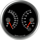 4" Dual Gauge - Oil psi, Volt