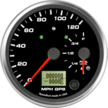 4" Dual Gauge - 120mph GPS Speedometer / Fuel Level (w/ turn signal and high beam) 4" Dual Gauge - 120mph GPS Speedometer / Fuel Level (w/ turn signal and high beam)