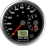 4" Dual Gauge - 80mph GPS Speedometer / 6K Tachometer (w/ turn signal and high beam) 4" Dual Gauge - 80mph GPS Speedometer / 6K Tachometer (w/ turn signal and high beam)