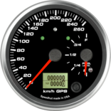 4" Dual Gauge - 260km/h Metric GPS Speedometer / Fuel Level (w/ turn signal and high beam) 4" Dual Gauge - 260km/h Metric GPS Speedometer / Fuel Level (w/ turn signal and high beam)