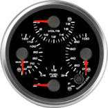 4" Quad Gauge - Oil psi, Water Temp Metric, Fuel Level, Volts 4" Quad Gauge - Oil psi, Water Temp Metric, Fuel Level, Volts