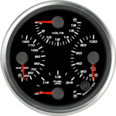 4-1/2" Quad Gauge - Oil psi, Water Temp Metric, Fuel Level, Volts 4-1/2" Quad Gauge - Oil psi, Water Temp Metric, Fuel Level, Volts